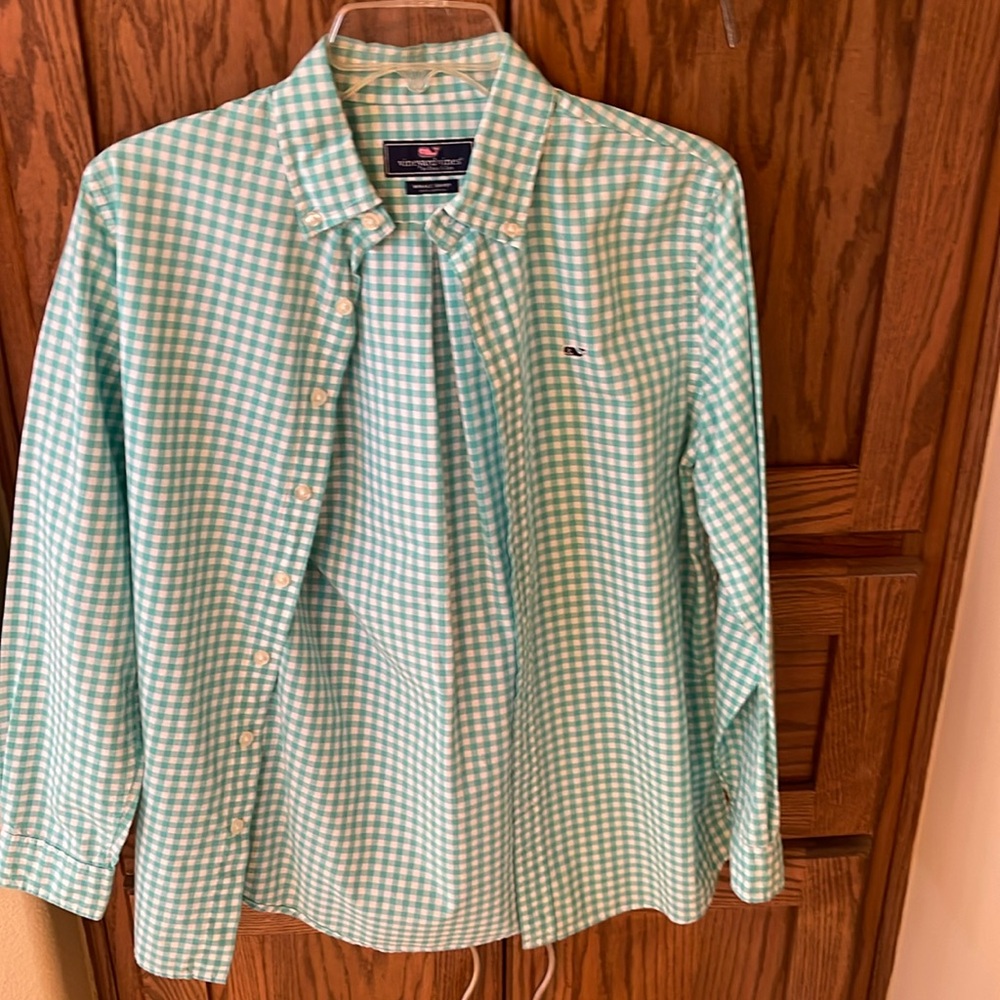 Vineyard Vines Boys Whale Button Down Shirt Large 16 Like New!